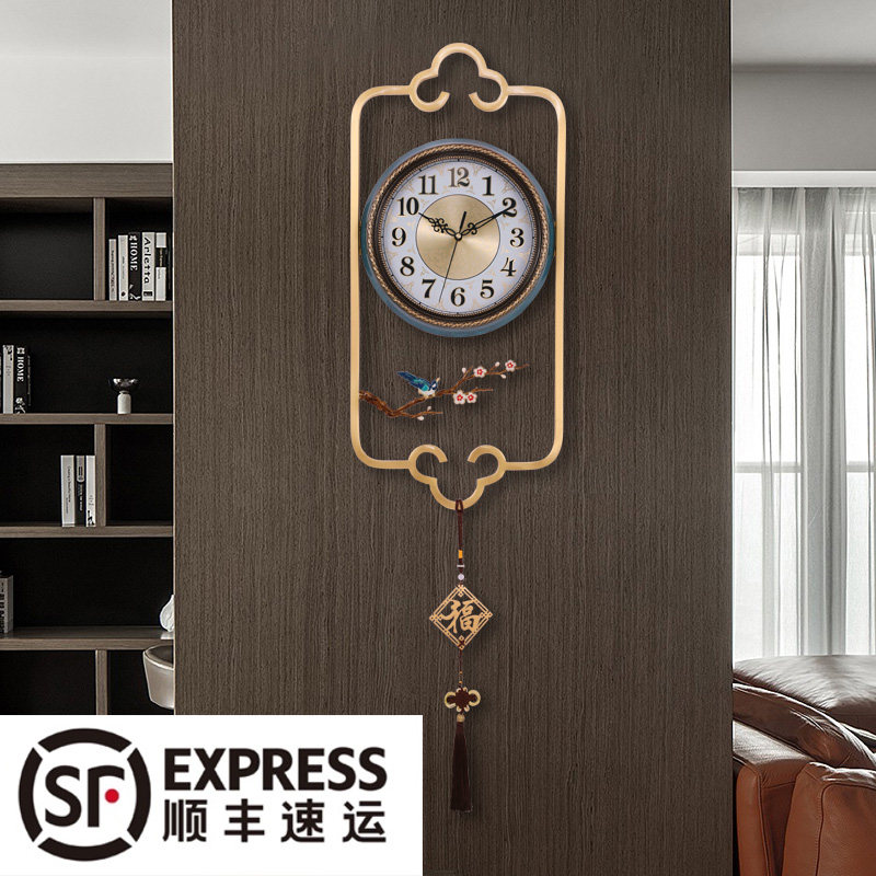 新中式挂钟轻奢黄铜钟表客厅家用时尚高端大气创意中国风时钟高端
