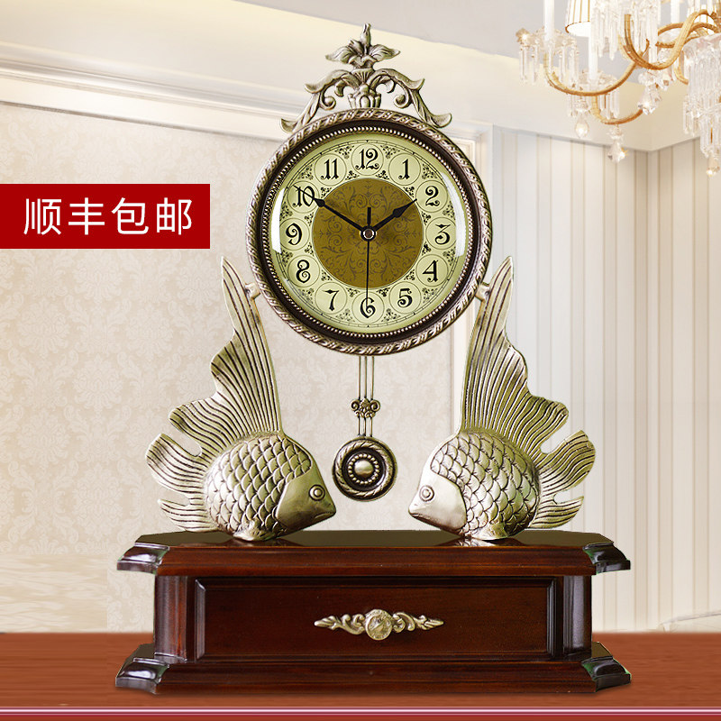 坐钟欧式台钟时钟黄铜座钟静音装饰卧室桌钟现代客厅创意摆件表钟