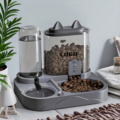 猫碗自动喂食器喝水猫粮旋转家用