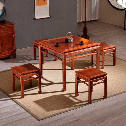 华夏木匠缅甸花梨木四方桌