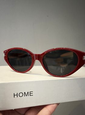 LAOPING韩版2025新款猫眼复古安可拉红色墨镜女潮防紫外线太阳镜