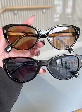 韩版新款复古猫眼黑色墨镜女潮酷高级感防紫外线时尚太阳眼镜潮流