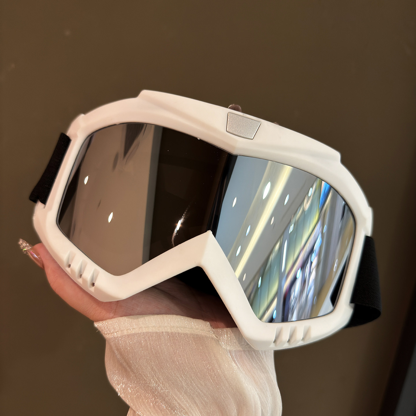 超大框太阳眼镜男女个性机能风白色户外骑行防风护目镜夜视摩托车