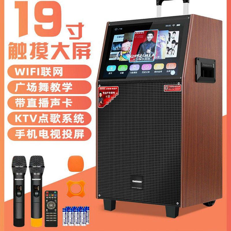 特美声QX0865户外大功率木质拉杆音响D低音演出K歌点歌广场舞音箱