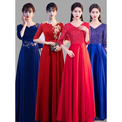 大合唱团演出服女长裙成人大气主持红歌诗歌学生朗诵舞台比赛服装