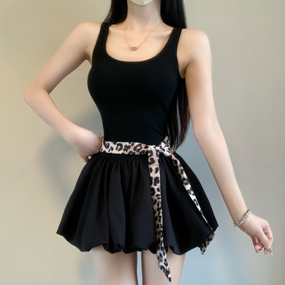 IQCQ辣妹显瘦无袖花苞蓬蓬短裙