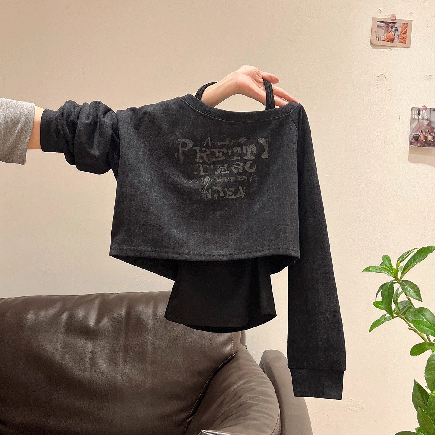 美式复古辣妹露肩长袖T恤女秋季新款设计感吊带内搭两套装上衣女,女装/女士精品,卫衣/绒衫,淘宝优惠券,粉丝福利购,淘宝优惠卷