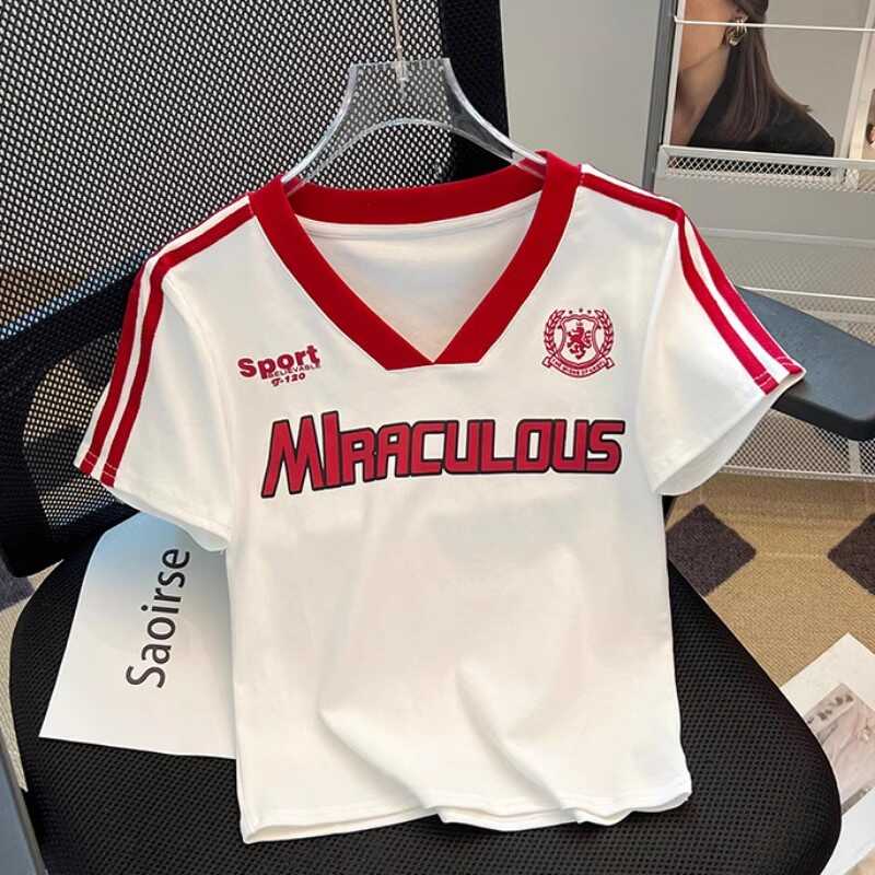 修身短款夏季v领正肩显瘦小众