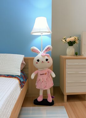 北欧儿童公主房装饰女孩卧室床头装饰台灯卡通创意大白兔玩偶夜灯