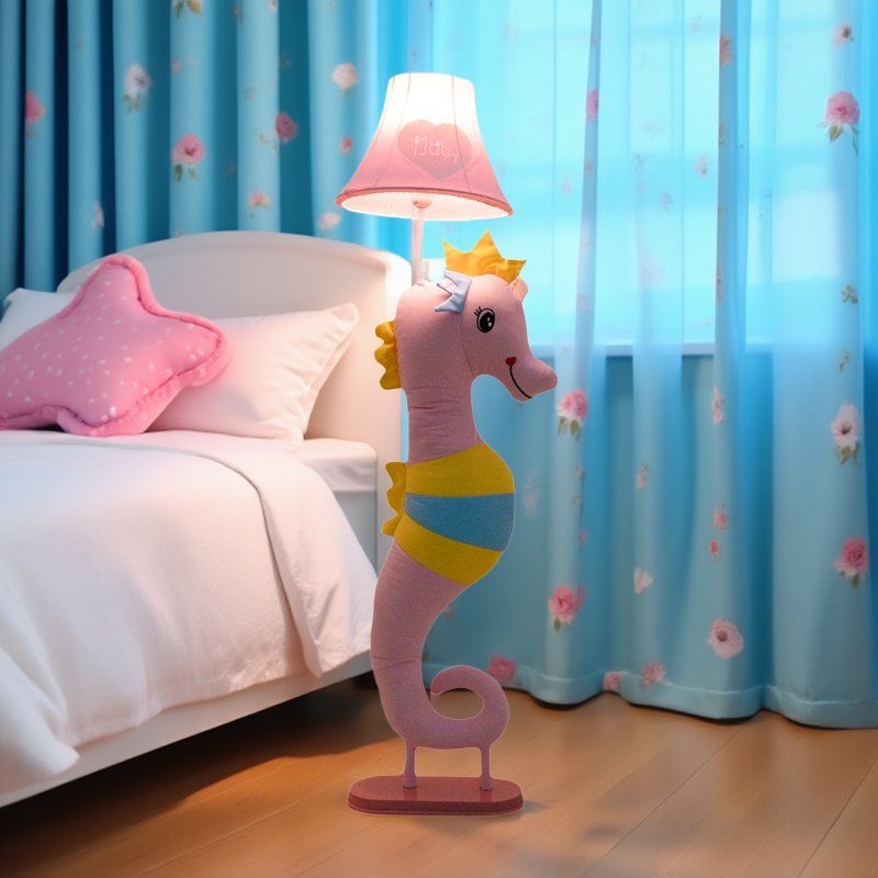 海马台灯床头灯卧室北欧少女学生宿舍led落地灯创意可爱卡通儿童