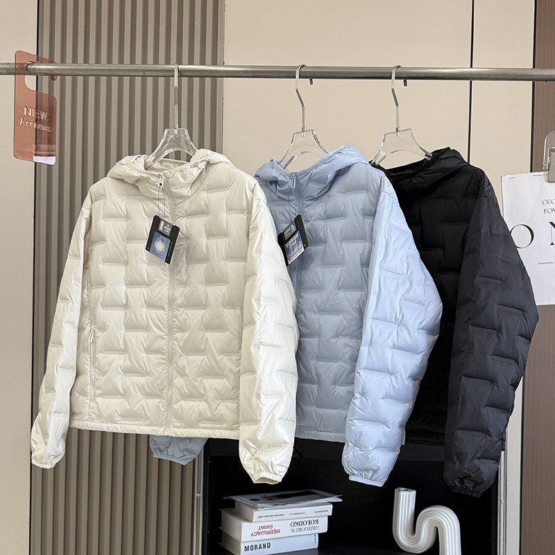 轻量零压!90鸭绒压胶分仓充绒御寒保暖连帽短款羽绒服外套男女冬