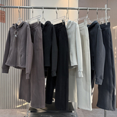 套装 LU同款 小蛮腰显瘦慕斯绒加厚保暖摇粒绒连帽卫衣外套阔腿裤