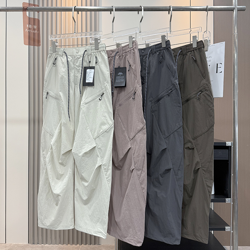 大厂订单！男女同款复古户外防泼水多口袋抽绳弯刀裤休闲工装裤秋