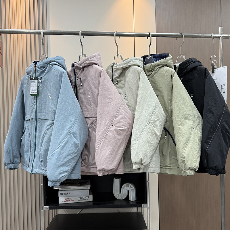 大厂订单!男女同款冬季宽松户外夹棉保暖防风防泼水连帽棉服外套