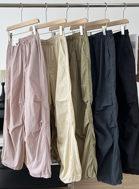 大厂订单！2026春夏新款休闲宽松工装裤降落伞裤直筒阔腿长裤女