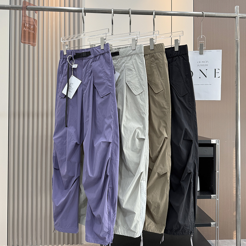 户外山系！情侣款防泼水透气束脚拉链褶皱速干直筒工装裤伞兵裤秋