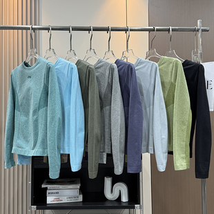 户外山系!无缝一体弹力抗起球运动长袖T恤速干透气瑜伽保暖上衣