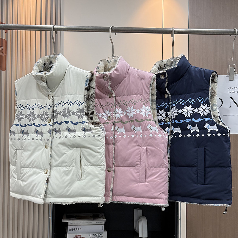 大厂订单！费尔岛双面穿羊羔毛马甲加厚保暖背心摇粒绒棉服外套女