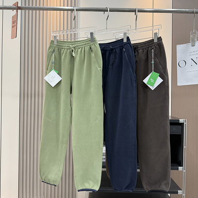 大厂订单！秋冬拼松紧腰户外运动抓绒保暖摇粒绒束口休闲裤卫裤女