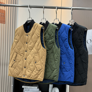 大厂订单 秋冬户外山系防泼水无领绗缝夹棉保暖棉背心马夹 情侣款