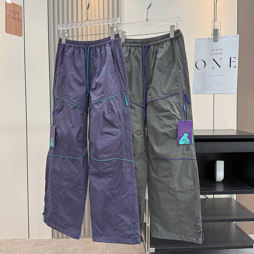 大厂订单！情侣松紧腰宽松轻量户外山系设计明线工装休闲裤长裤秋