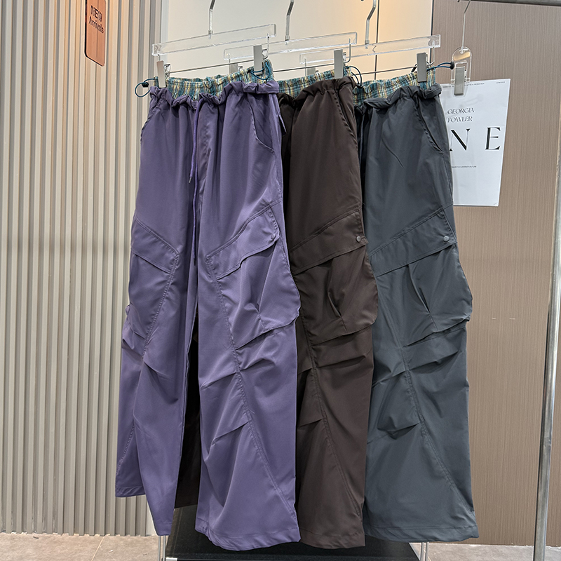户外山系！男女款立体剪裁撞色腰防泼水徒步登山工装裤褶皱伞兵裤