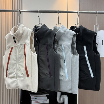 大厂订单！男女款户外山系撞色拉链双面摇粒绒加厚保暖马甲背心冬