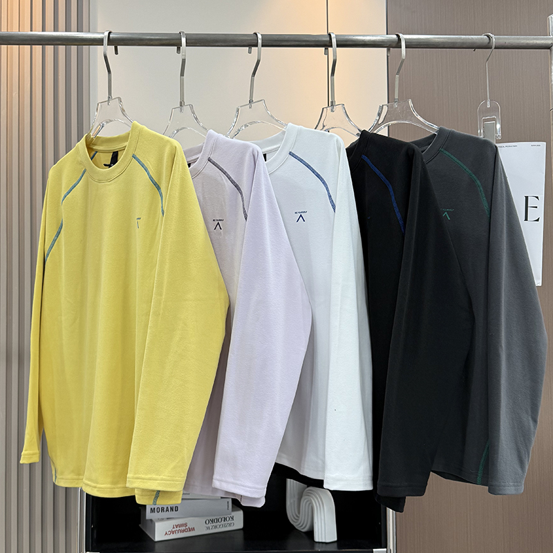 保暖黑科技！情侣宽松显瘦锁温双面德绒哈苏线长袖运动T恤打底衫