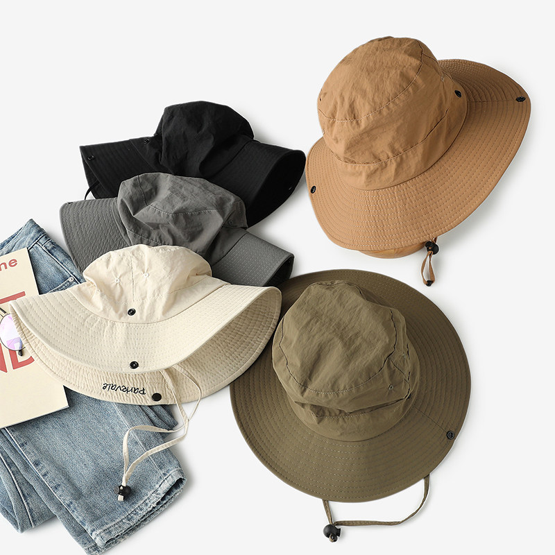 UPF50+速干登山帽防风防水侧翻刺绣卷边遮阳防晒户外徒步渔夫帽