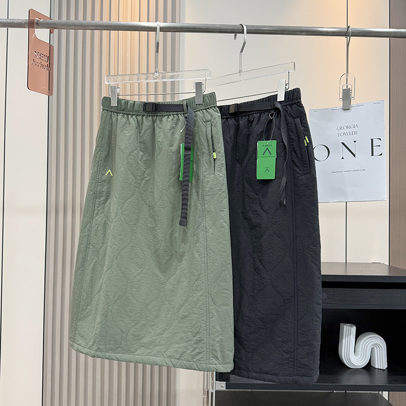 户外防泼水保暖棉裙夹棉半身裙女