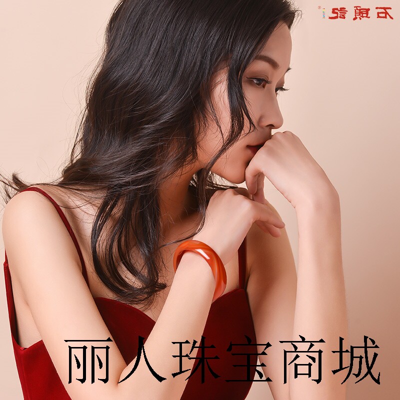 红玛瑙手镯民族风玉髓镯子天然红色玉石手环送女友送妈妈节日礼物