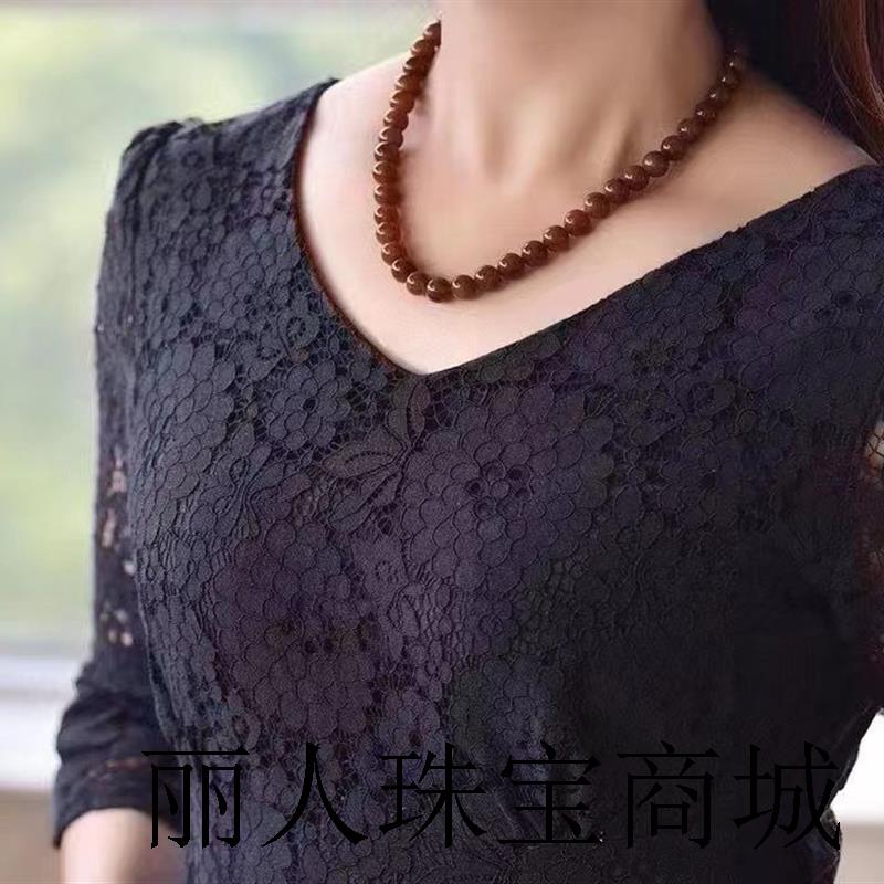 新疆且末糖项链女款和田玉糖玉巧克力色全糖锁骨链毛衣链子百搭