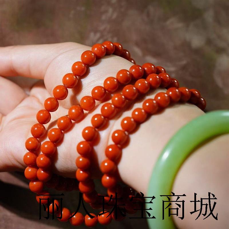 高端精品满色满肉凉山瓦西老料南红玛瑙多圈手链圆珠手串男女同款