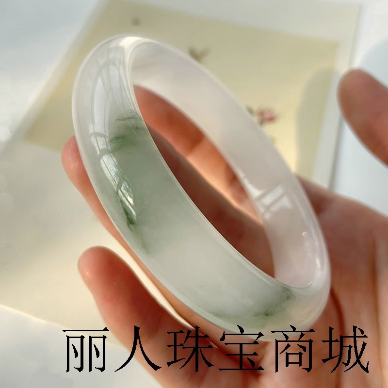新疆天然天山翠金丝玉手镯冰种飘花细圆条美人叮当媲美翡翠和田玉