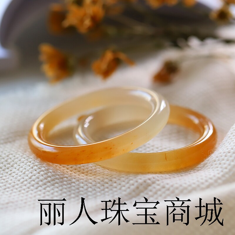 天然黄龙玉手镯且末糖色圆条和田玉镯子羊脂色籽料正品金丝玉手环