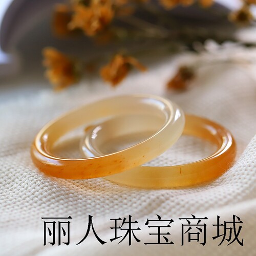 天然黄龙玉手镯且末糖色圆条和田玉镯子羊脂色籽料正品金丝玉手环