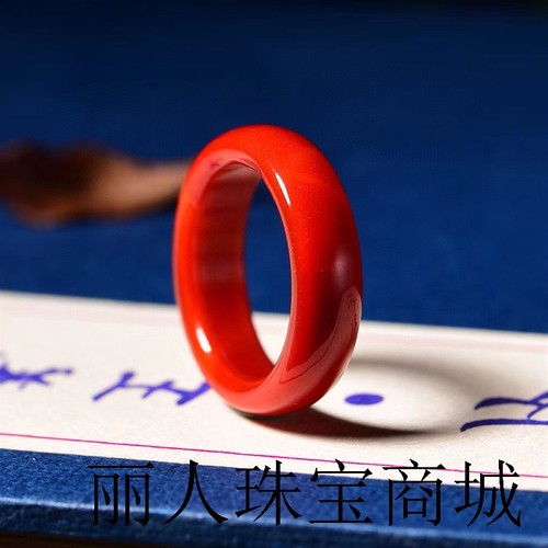 南红玛瑙戒指女凉山原石柿子红指