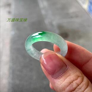 高端缅甸老坑翡翠色冰种飘阳绿转运玉戒白底青玉戒指男女同款对戒