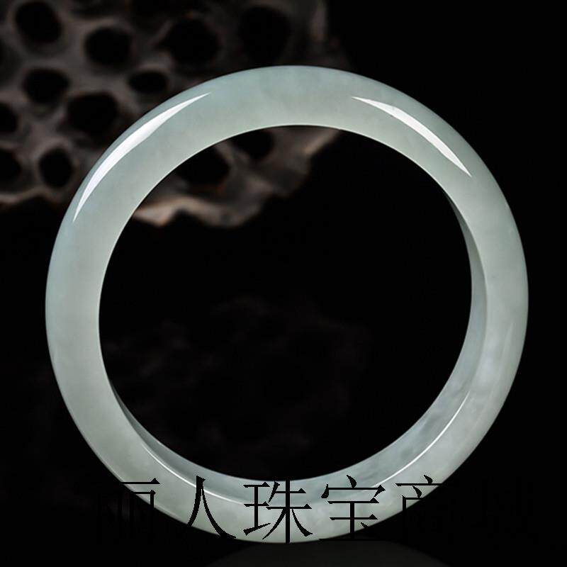 缅甸冰种翡翠色手镯圆条飘绿玉镯子玻璃种正圈玉冰种送礼精选包邮