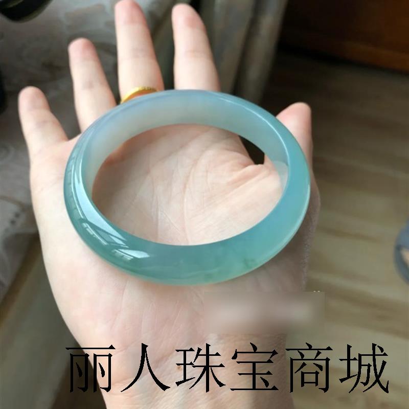 缅甸玉翡翠色手镯老坑精品冰糯油青飘花玉手镯子翡翠珠宝玉器女款