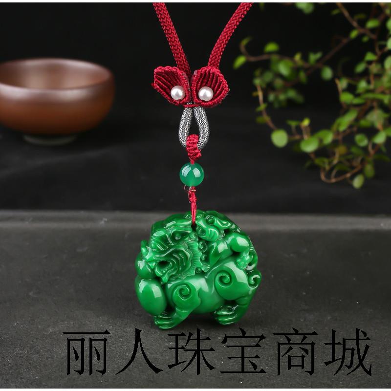 干青貔貅元宝牌玉石麒麟吊坠复古简约挂件高端新款秋冬长毛衣链子