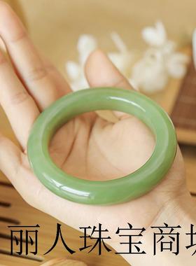 新疆天然和田玉手镯且末若羌黄口料黄玉镯子泥鳅背糖白玉手饰证书