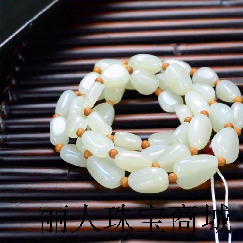 新疆和田玉色羊脂白玉随形原石籽料挂绳项链女男款时尚百搭送礼物