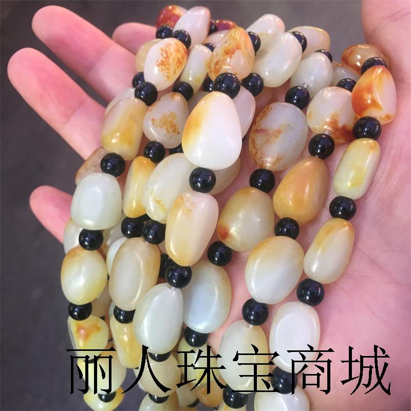 高端珠宝首饰新疆白玉随形原石原料项链红皮原石项链玉石挂绳包邮