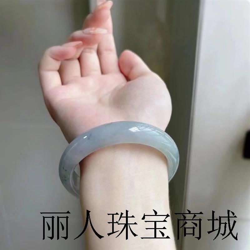 老坑翡翠色手镯女款贵妃镯冰种浅绿高端油青玉镯子玉石精品手饰品