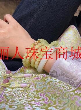 新疆若羌黄玉圆珠108颗佛珠多圈手链和田玉新中式百搭国风毛衣链