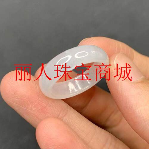 缅甸精品翡翠色玉石戒指精选白