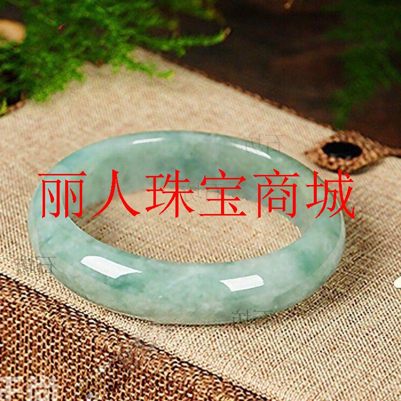 玉手镯精品缅甸翡翠色旺夫镯子淡绿色浅飘花小清新百搭款玉石镯子
