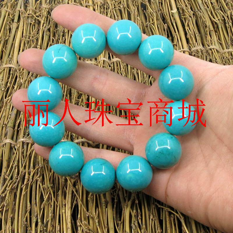 绿松石单圈手串原矿项链佛珠男女款原石金刚星月菩提圆珠散珠手链