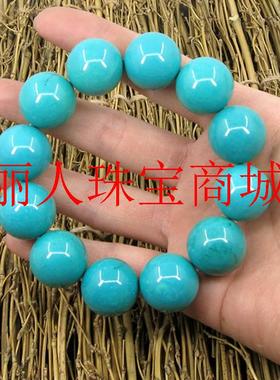 绿松石单圈手串原矿项链佛珠男女款原石金刚星月菩提圆珠散珠手链